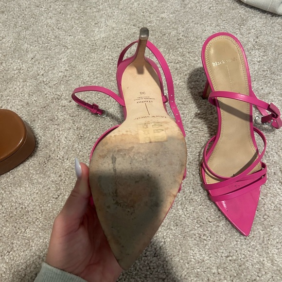 Black Suede Studio Pink Heel - Picture 3 of 3